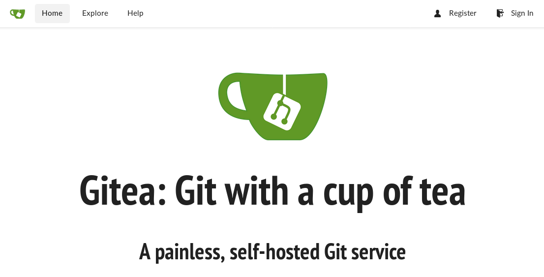 Gitea welcome page