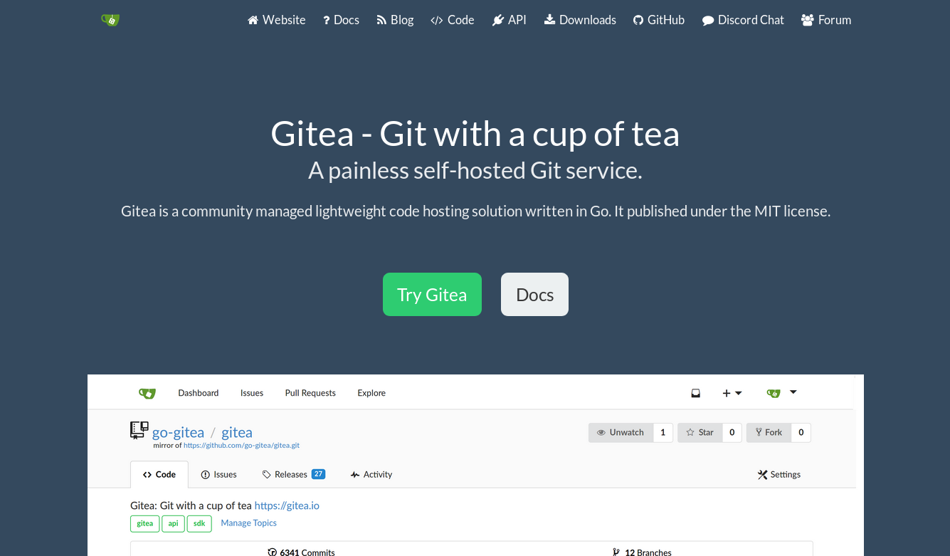 Gitea is a light weight git repository server.