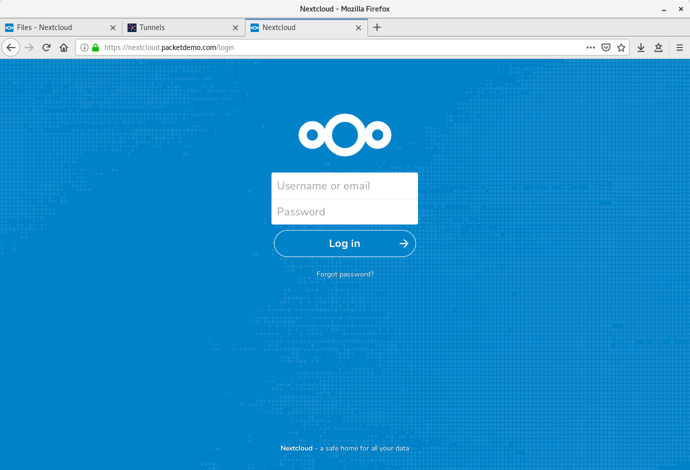 Visiting our Nextcloud with HTTPS.