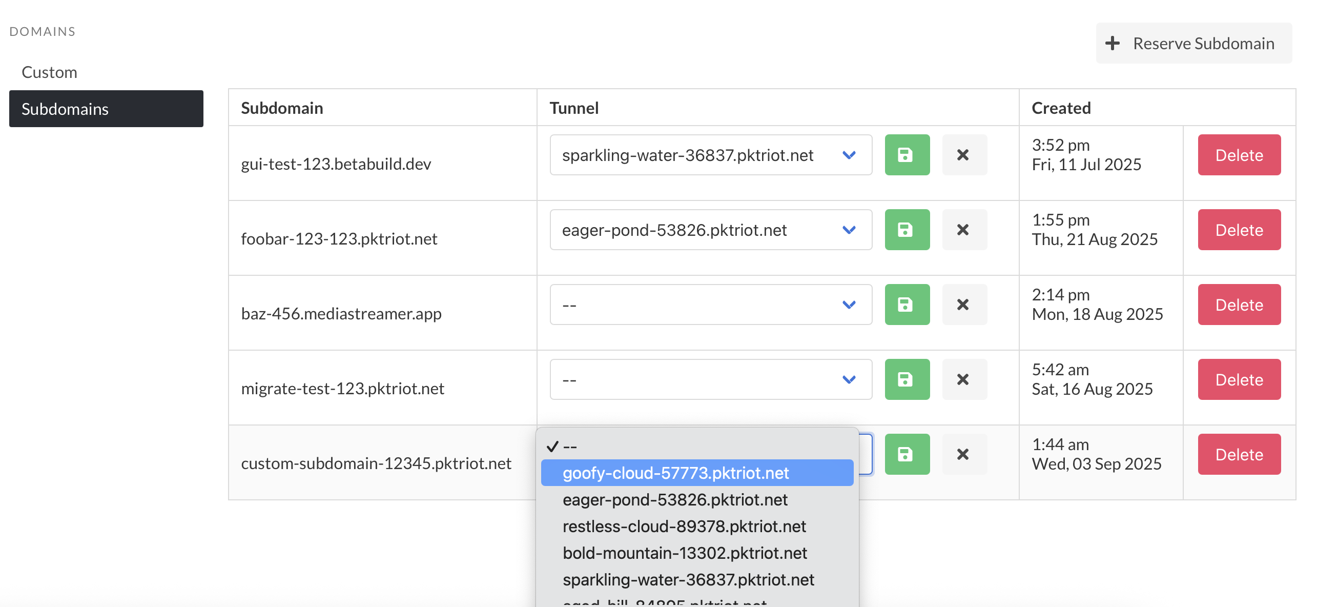 Manage Tunnel Assignments