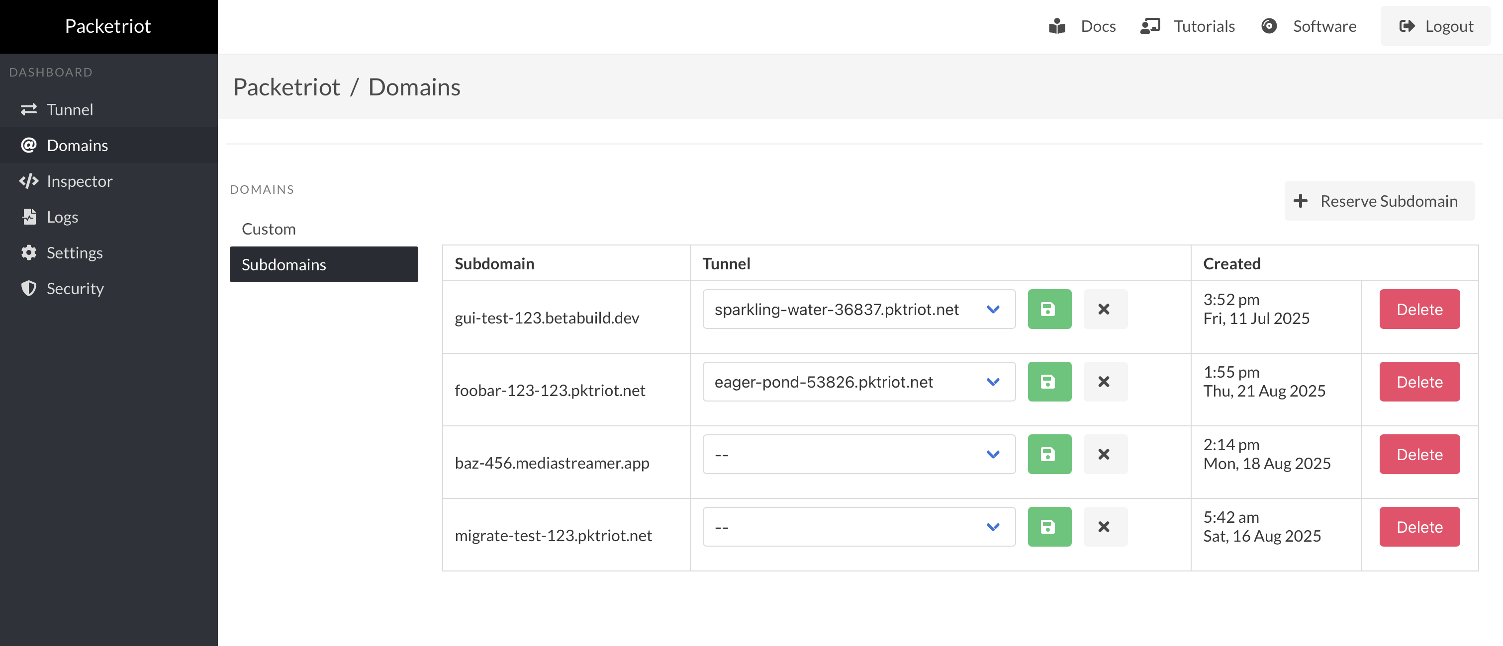 Reserved Subdomains