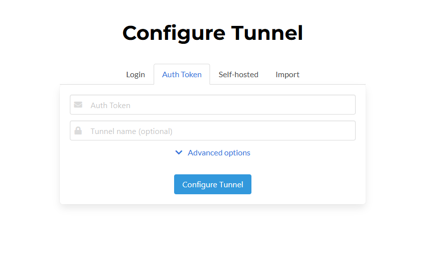 Configure new tunnels with authentication tokens