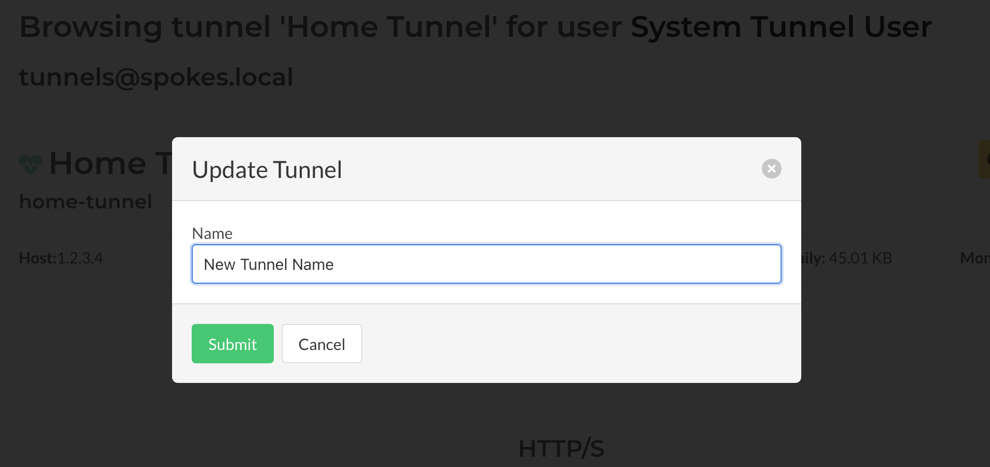 Edit Tunnel Name Dialog