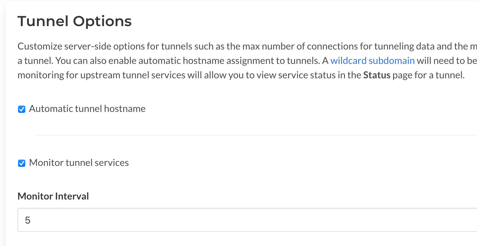 Configuration - Monitor Tunnel Services