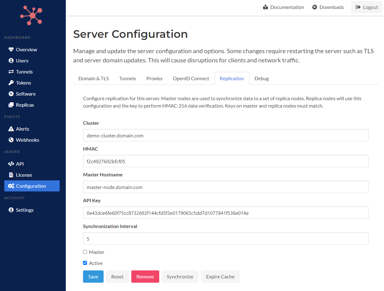 Replicaton Configuration for Server