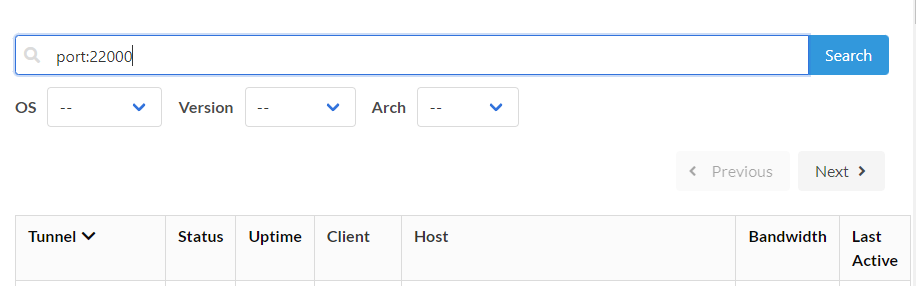 Search tunnel via allocated port number