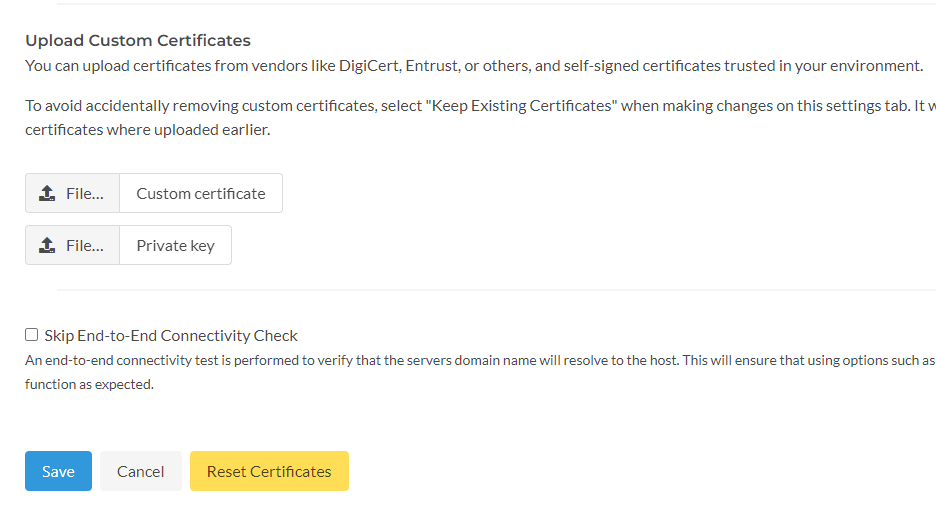 Reset TLS configuration