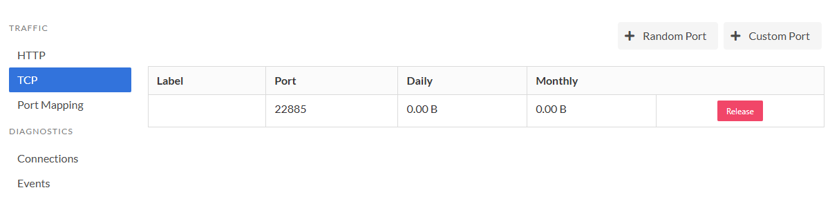 Allocate custom port button
