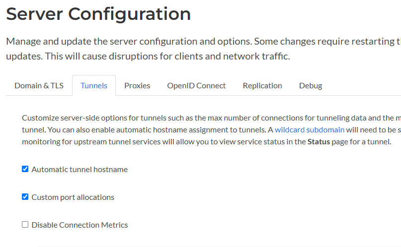 Server custom port option
