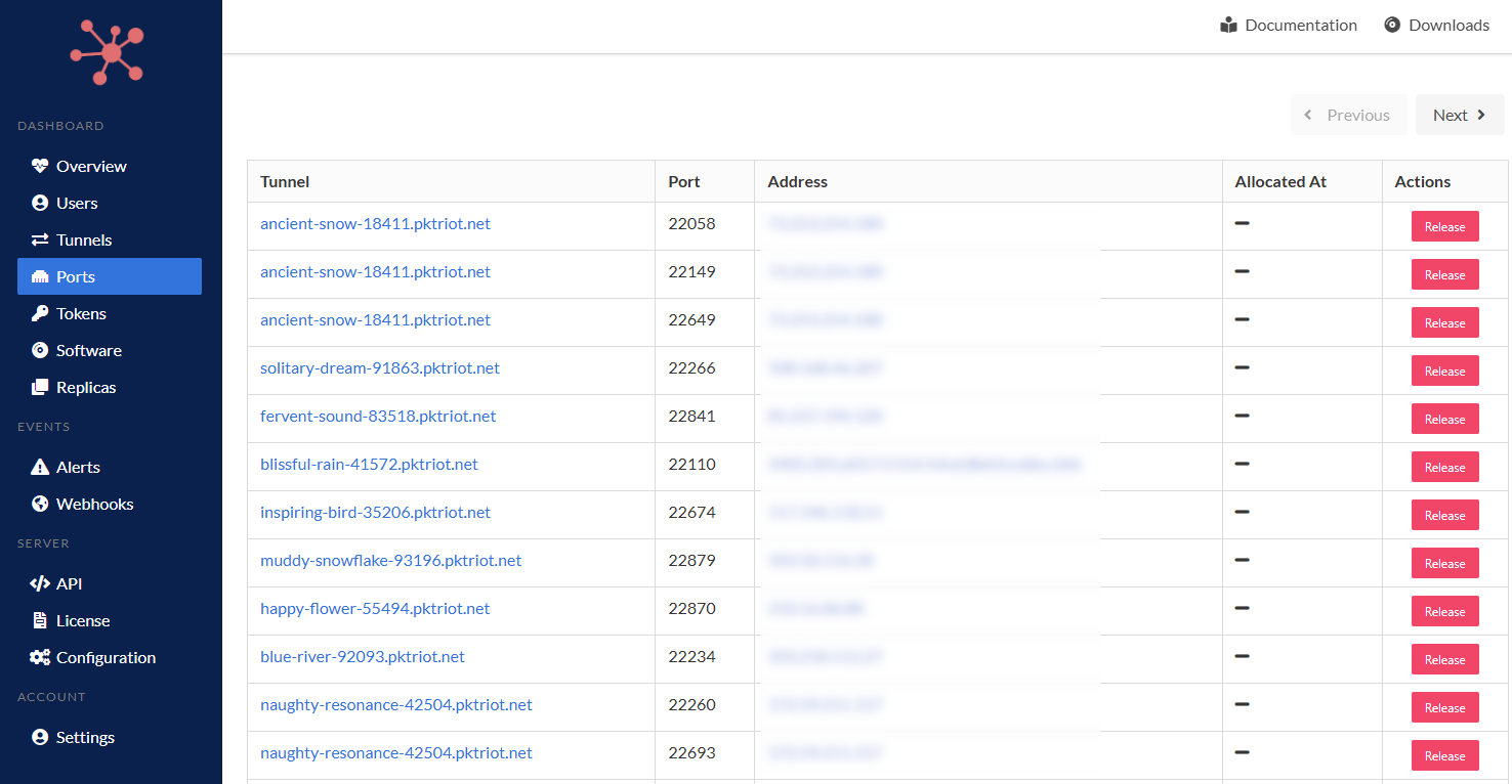 Port management page